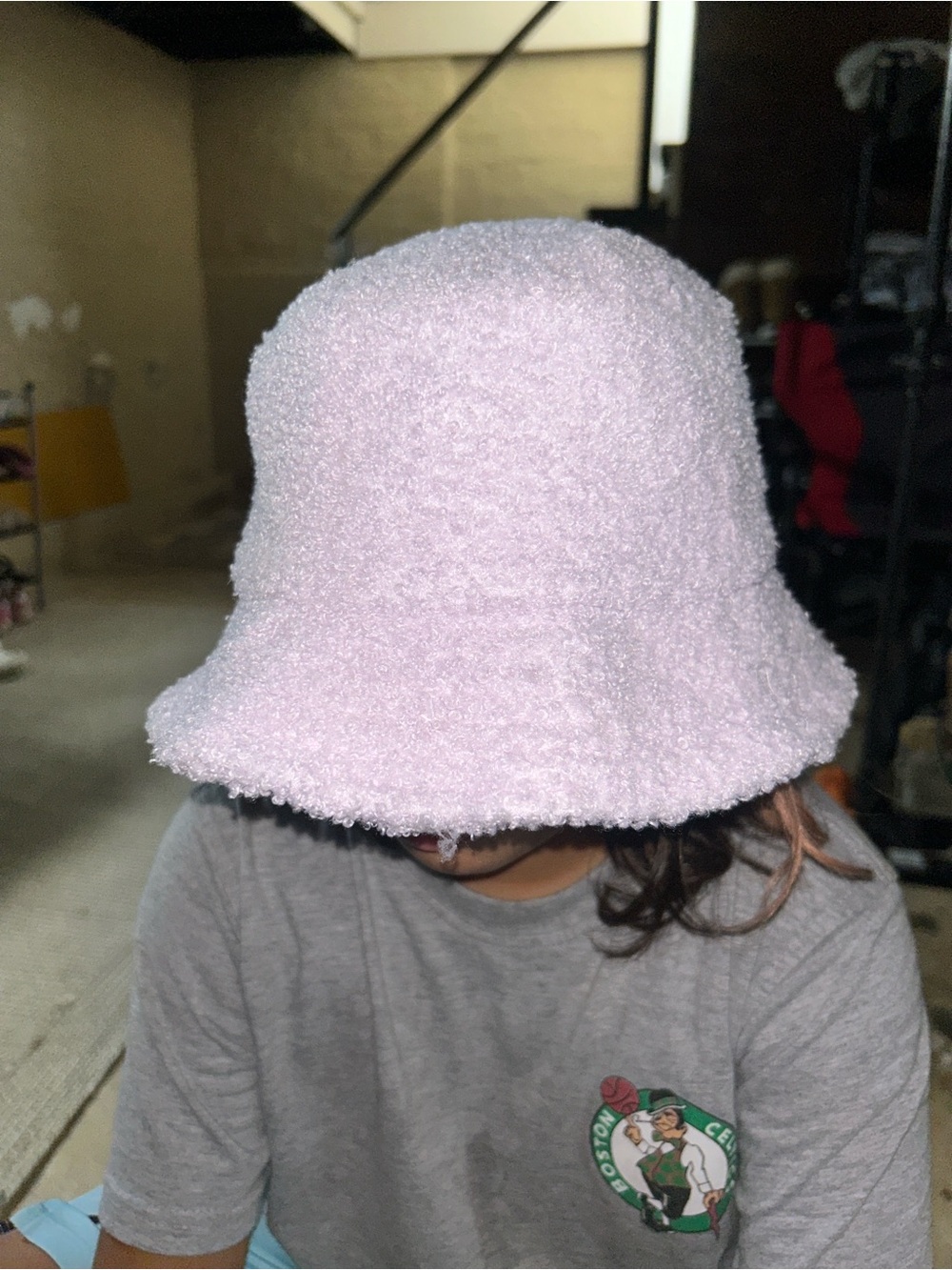 H&M Light Pink Plush Bucket Hat